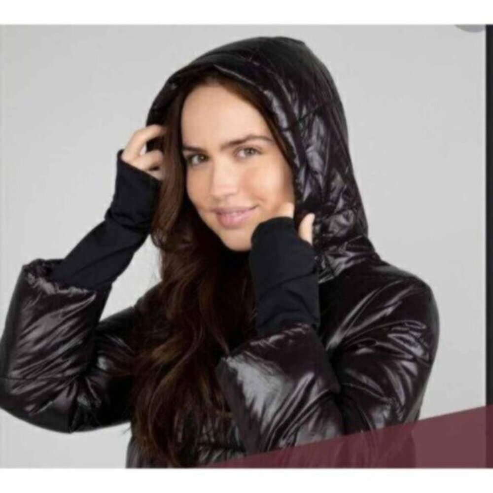 Nikki Jones Oversized Shiny Puffer Black Winter Jacket NWT Sz M - Picture 9 of 10